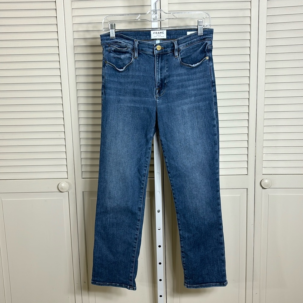 Frame Le High Rise Straight Cropped Stretch Jeans Size 28 - Picture 4 of 16